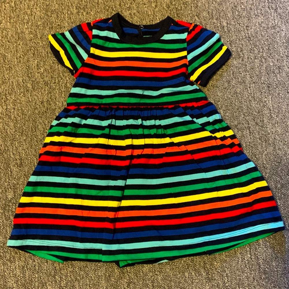 NWOT Primary Baby Dress - Short Sleeves - Rainbow Stripe - size 18-24 mo